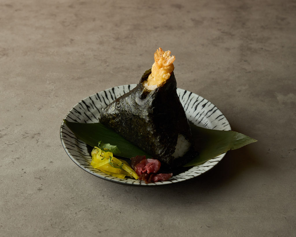 Onigiri rice balls arranged on a tray